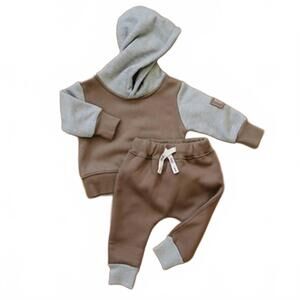 NEW OLIVE + SCOUT kid's harper jogger set in brown
